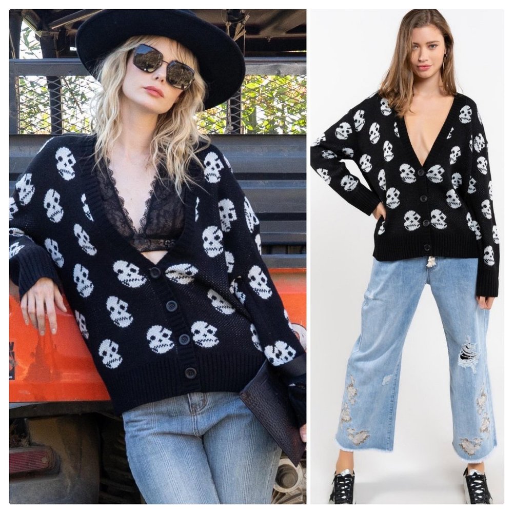 POL Pfeiffer White Skulls Cardigan - Picture 4 of 11